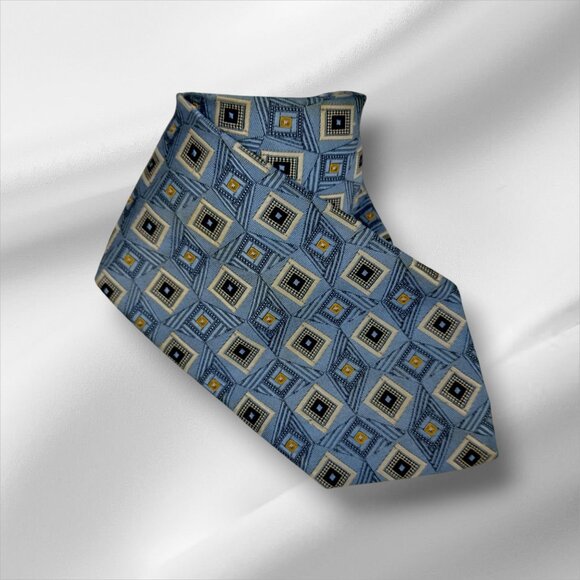 Jos. A. Bank Signature Collection Mens Geometric Blue Silk Tie - Picture 1 of 7